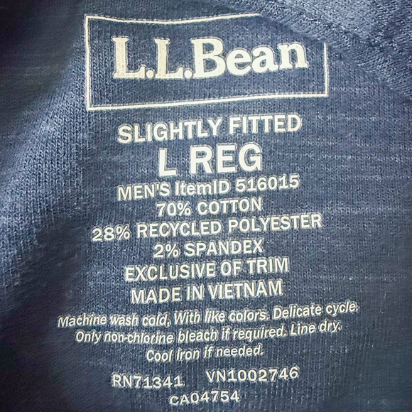 L.L. Bean Slightly Fitted L REG Blue Button Jacket Shirt Men’s 516015 Workwear - Picture 6 of 9